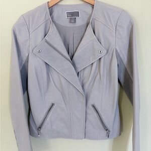 Chelsea28 Light Gray Leather Jacket